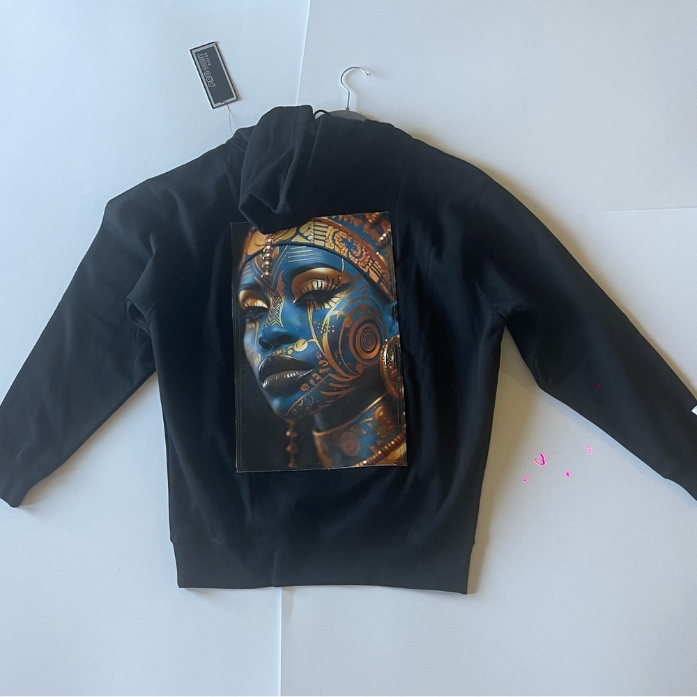 Graceful Faith Fashions - Exclusive Black Hoodie with Artistic Back Print Large